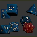 Colorful Shiny Numbered Dice In Blue And Red For Game Accessories