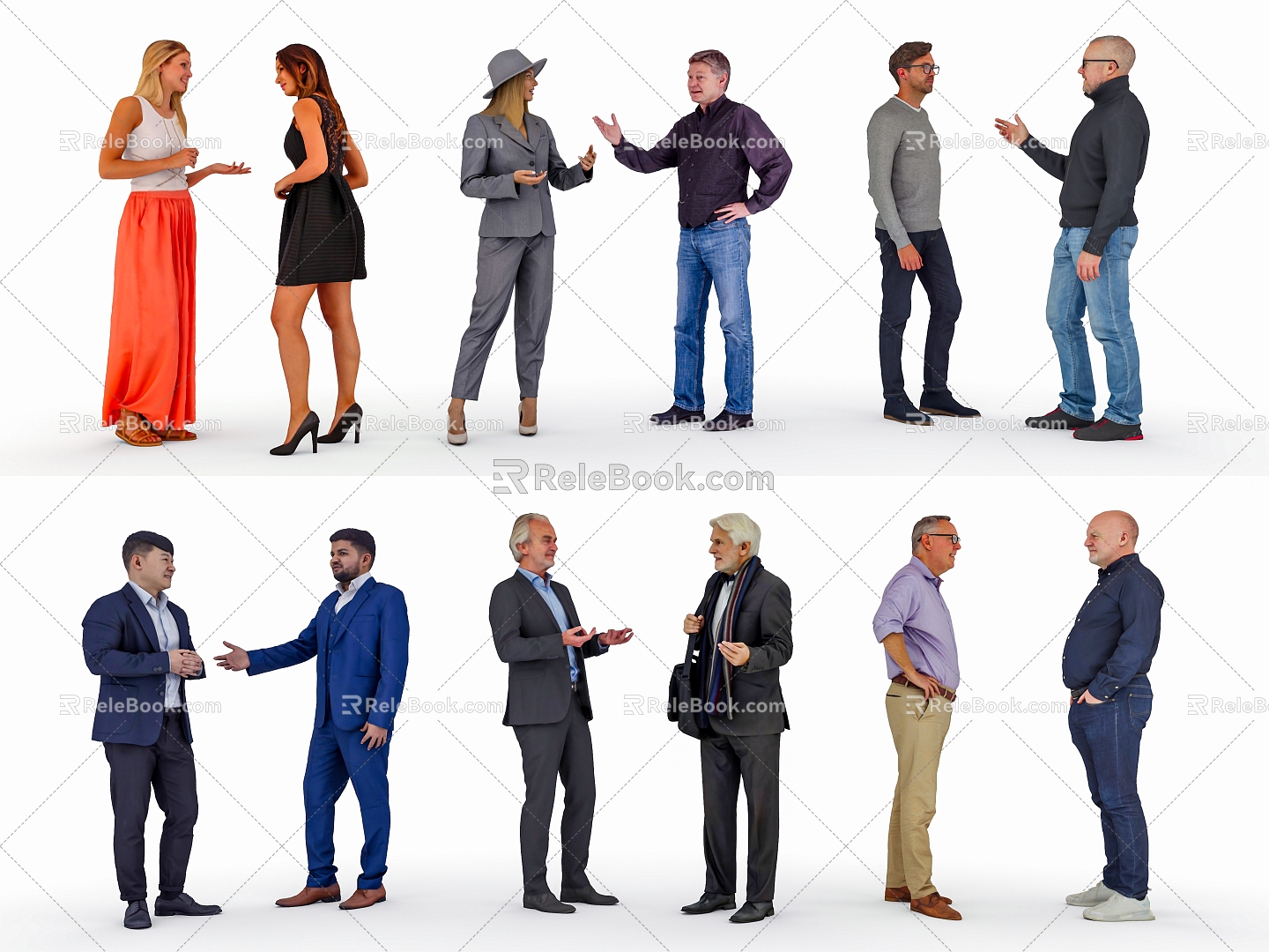 Characters Multi-person Talk Characters Atmosphere Characters Men Women 3d model