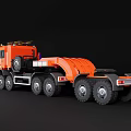 Orange And White Heavy Duty Tow Truck With Multiple Wheels And Roof Lights