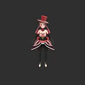 Stylish Game Movie Character Wearing Red Top Hat Pink Outfit Red Dress Black Stockings