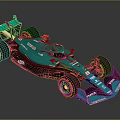 Aston Martin Turquoise Formula 1 Racing Car With Sleek Design And Yellow Wheels