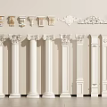 Various Types of Decorative Roman Columns with Classical Capitals and Designs