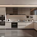 Modern Kitchen Interior With Light Gray Cabinets And Stainless Steel Appliances