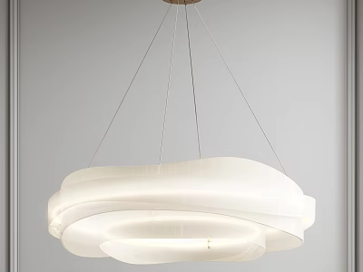 Modern White Chandelier With Soft Lighting And Minimalist Cloud Like Design 3d model
