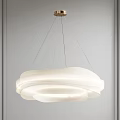 Modern White Chandelier With Soft Lighting And Minimalist Cloud Like Design