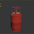 Red Gas Cylinder Featuring Metal Valve Top And Shiny Cylindrical Body
