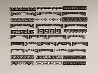 New Chinese-style carved waist line hollow carved decorative lines 3d model