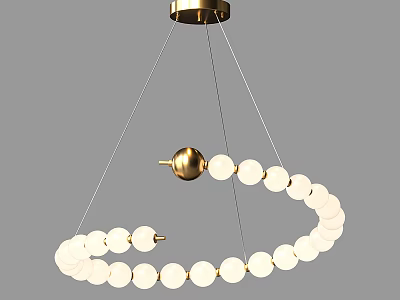 Modern Golden Chandelier With Circular Design And White Spherical Bulbs Hanging 3d model