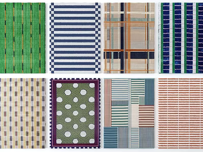 Square Rugs with Various Patterns and Colorful Designs for Home Decoration 3d model