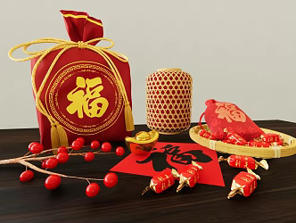 Bags New Year Dustpan Candy Bag 3d model