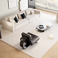 Modern Sofa Coffee Table Combination Cream Combination Sofa 3d model