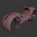 Sleek Futuristic Silver Motorcycle With Streamlined Body And Red Wheel Accents