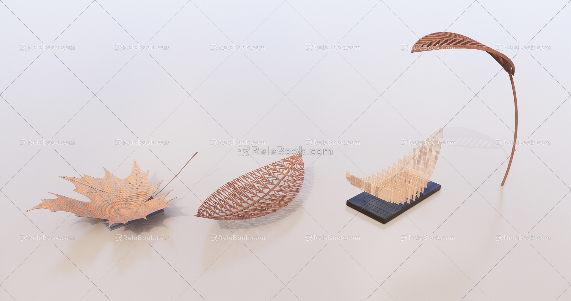 Modern City Sculpture Landscape Sculpture Leaf Sculpture 3d model