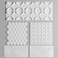 White 3D Geometric Wall Decor with Diamond Hexagon and Circle Patterns for Home Interior 3d model