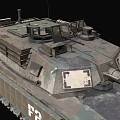 Military Tank Weapon With Camouflage Paint Cannon Tracks And Number P2