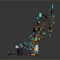 Futuristic Neon Glowing Weapons Collection With Swords Axes Daggers And Treasure Chest