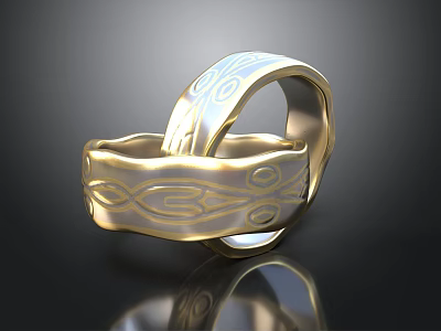 Elegant Golden Rings With Intricate Decorative Patterns As Daily Life Accessories 3d model