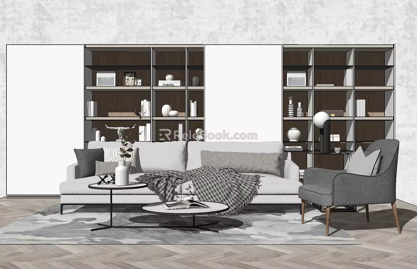 Nordic Multiplayer Sofa Three-Seat Sofa Single Sofa 3d model