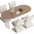Log wind dining table and chair combination 3d model