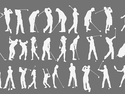 Stylish Golf Player Silhouette Wall Decor with Various Poses for Home Decoration 3d model