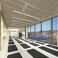 Spacious Yoga Fitness Studio With Neatly Arranged Mats And Large City View Windows