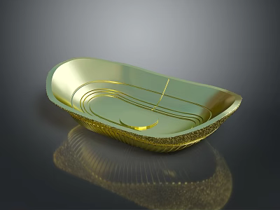 Modern Luxurious Furniture Tray With Shiny Gold Finish And Reflective Base 3d model