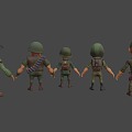 Cartoon Military Characters 3d model