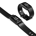 Modern Smart Fitness Bracelet With Black Strap Time And Heart Rate