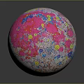 Colorful Sphere With Vibrant Pink Blue Yellow Spots And Artistic Texture