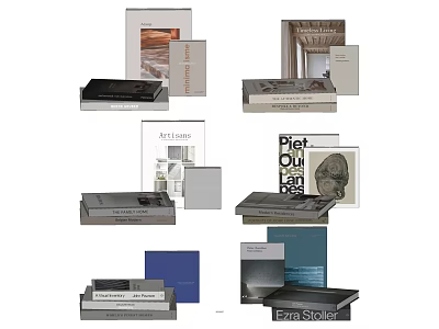 Art Architecture And Literature Books Collection With Thematic Covers And Titles 3d model