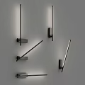 Modern Minimalist Wall Lamps With Long Strip Lights Black Metal Brackets On Gray Wall