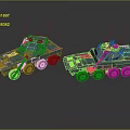 Two Teal Military Armored Wheeled Vehicles With Antennas And Tactical Equipment
