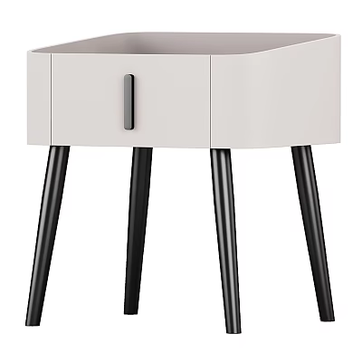 Modern Minimalist Nightstand With White Body And Black Slim Legs Design 3d model