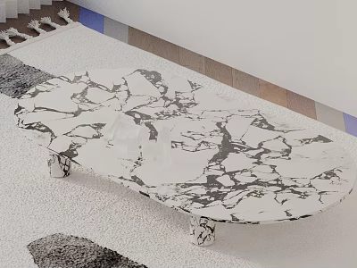 Modern Sofa Coffee Table Set With White Marble Texture And Living Room Rug 3d model