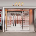 Modern Retail Boutique Store With Glass Facade Metal Frame LED Lighting And Display Shelves