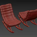 Comfortable Green Fabric Rocking Chair with Wooden Legs for Home Relaxation