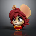 Cartoon Mouse Character With Red Hair Big Ears And Friendly Expression In Red Outfit