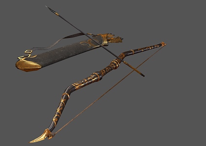 PBR Elf Bow Simple Model Next Generation Bow Arrow Crossbow Bow Gold Bow Magic Bow God Bow God Arrow 3d model