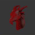 Gray Dragon Head Featuring Red Neck Horns Spikes And Blue Eyes
