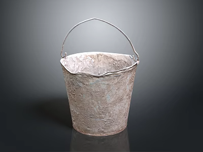 Iron Bucket With Metal Handle Practical For Daily Washing And Cleaning Tasks 3d model