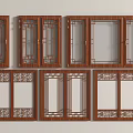 Chinese-style Flower Window Combination 3d model