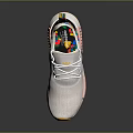 Stylish White Mesh Sneakers With Colorful Laces Orange Sole And Side Patterns
