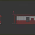 Gas Station Equipment With Fuel Pump Red White Building And Fast Navy Service Sign