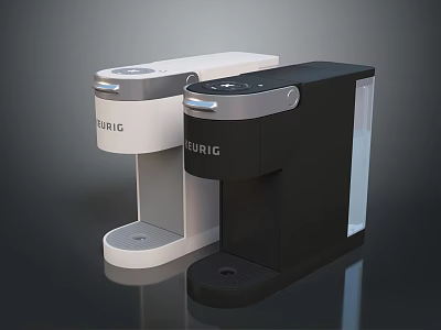 Modern BURIC Electric White And Black Water Dispenser With Sleek Design And Transparent Panel 3d model