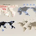 Decorative World Map Wall Decor With Various Colorful Designs For Home Interior
