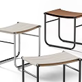 Modern Minimalist Stools With Metal Frames And Beige Brown Woven Seats