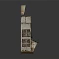 Cartoon Scene Featuring Old Rusty Lockers And Worn Shelves With Multiple Compartments