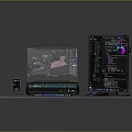 Gaming Workstation Setup With Dual Monitors Keyboard Mouse Headphones And Smartphone
