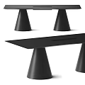 Modern Black Desk With Conical Legs And Smooth Tabletop Design 3d model