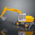Yellow White 316 Excavator Construction Vehicle With Cab Bucket And Yellow Wheels